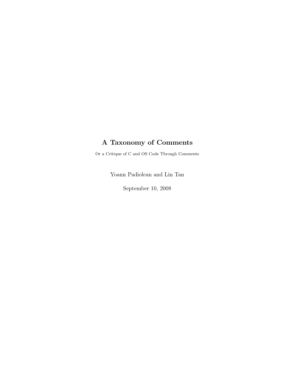 A Taxonomy of Comments