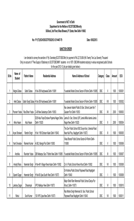 Government of NCT of Delhi Department for the Welfare of SC/ST/OBC/Minority B-Block, 2Nd Floor,Vikas Bhawan,I.P