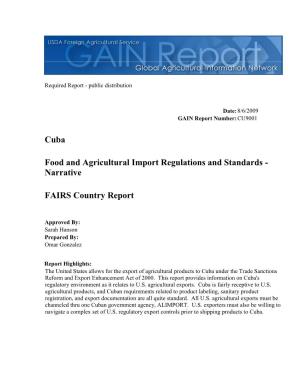 Cuba Food and Agricultural Import Regulations and Standards
