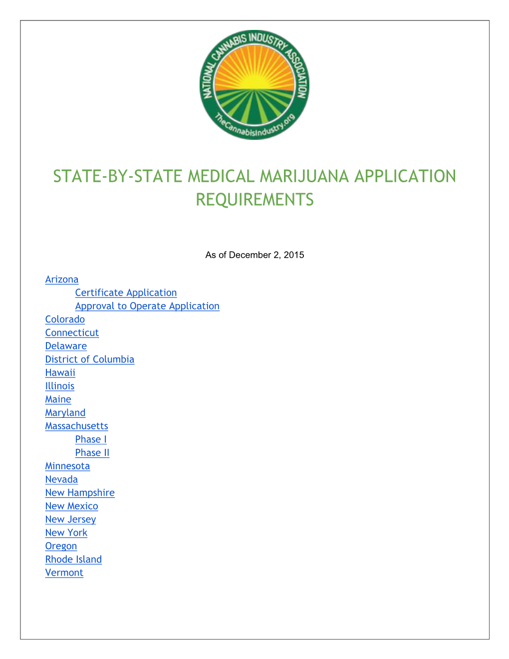 State-By-State Medical Marijuana Application Requirements