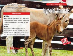 Hybrid Animals LEVELED BOOK • Z a Reading A–Z Level Z Leveled Book Word Count: 1,647
