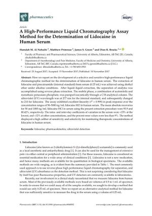 A High-Performance Liquid Chromatography Assay Method for the Determination of Lidocaine in Human Serum