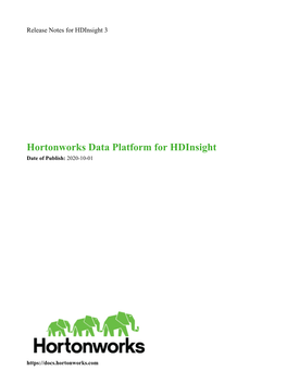Hortonworks Data Platform for Hdinsight Date of Publish: 2020-10-01