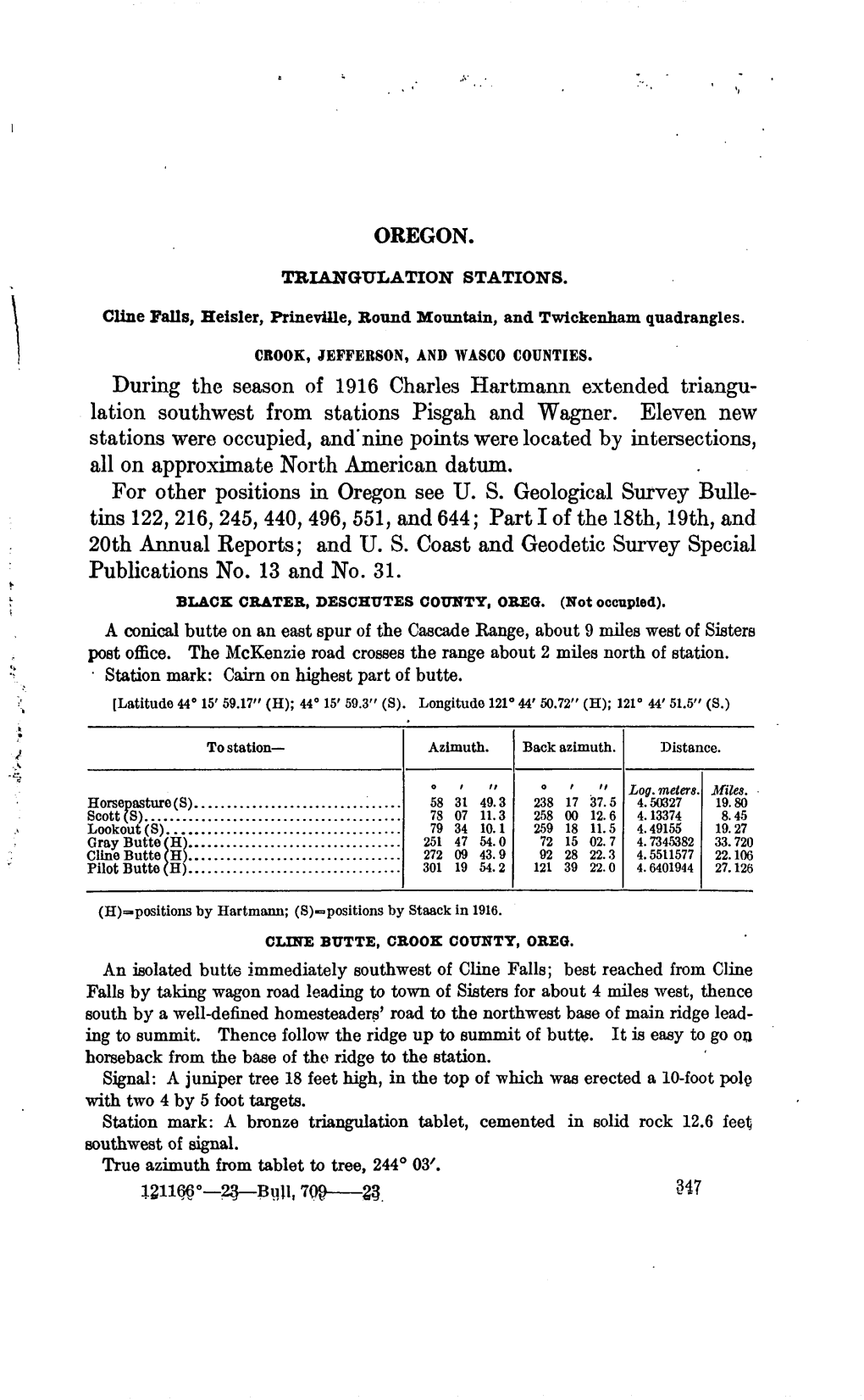 OREGON. During the Season of 1916 Charles Hartmann Extended Triangu