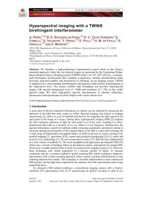 Hyperspectral Imaging with a TWINS Birefringent Interferometer