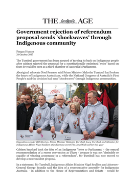 Government Rejection of Referendum Proposal Sends 'Shockwaves' Through Indigenous Community