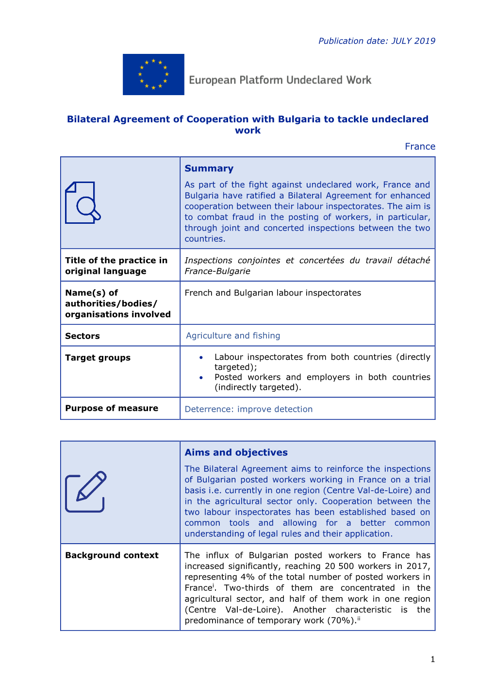 Bilateral Agreement of Cooperation with Bulgaria to Tackle Undeclared Work France