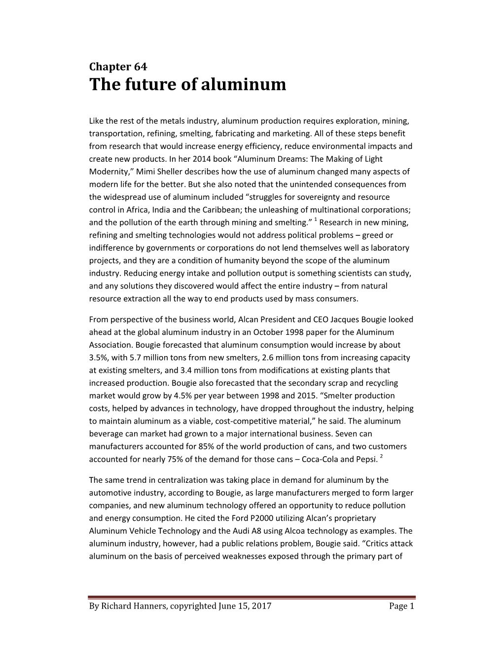 Chapter 64 – the Future of Aluminum