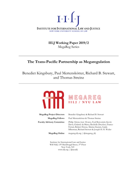 The Trans-Pacific Partnership As Megaregulation Benedict Kingsbury