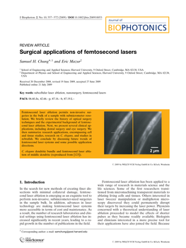Surgical Applications of Femtosecond Lasers