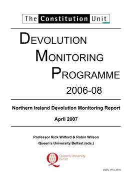 Northern Ireland Devolution Monitoring Report