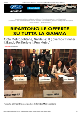 Città Metropolitane, Nardella: 'Il Governo Ri Nanzi Il Bando Periferie E