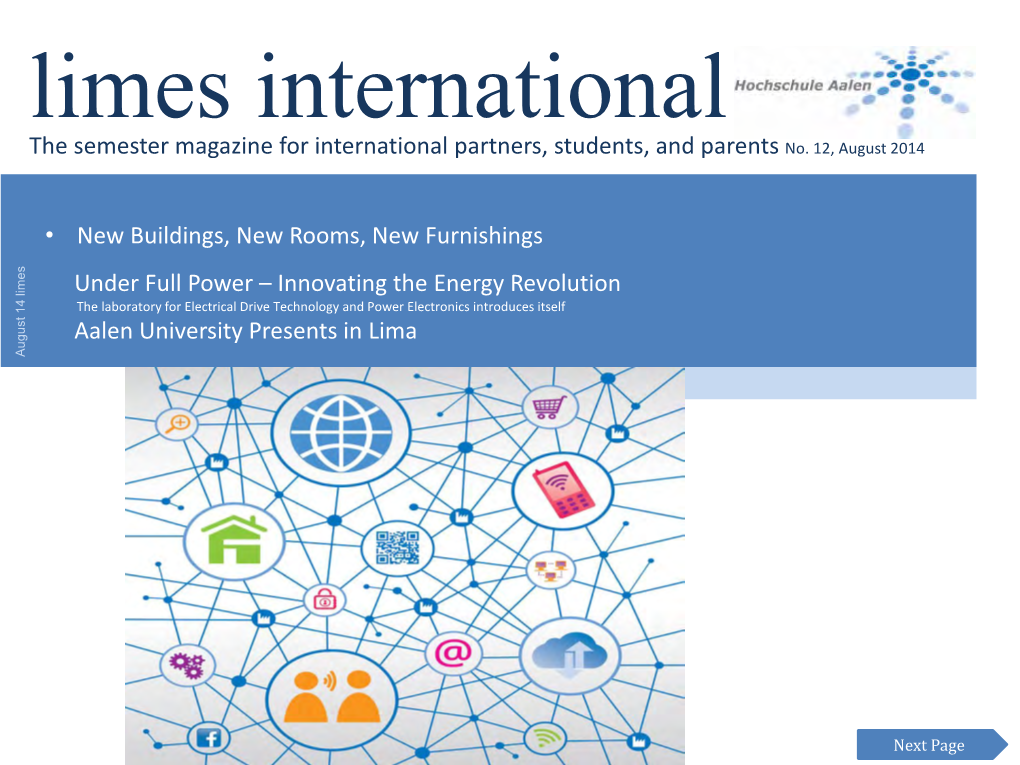 Limes International the Semester Magazine for International Partners, Students, and Parents No