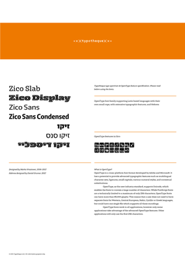 Typotheque Zico Sans, Zico Slab, Zico Sans Condensed and Zico Hebrew
