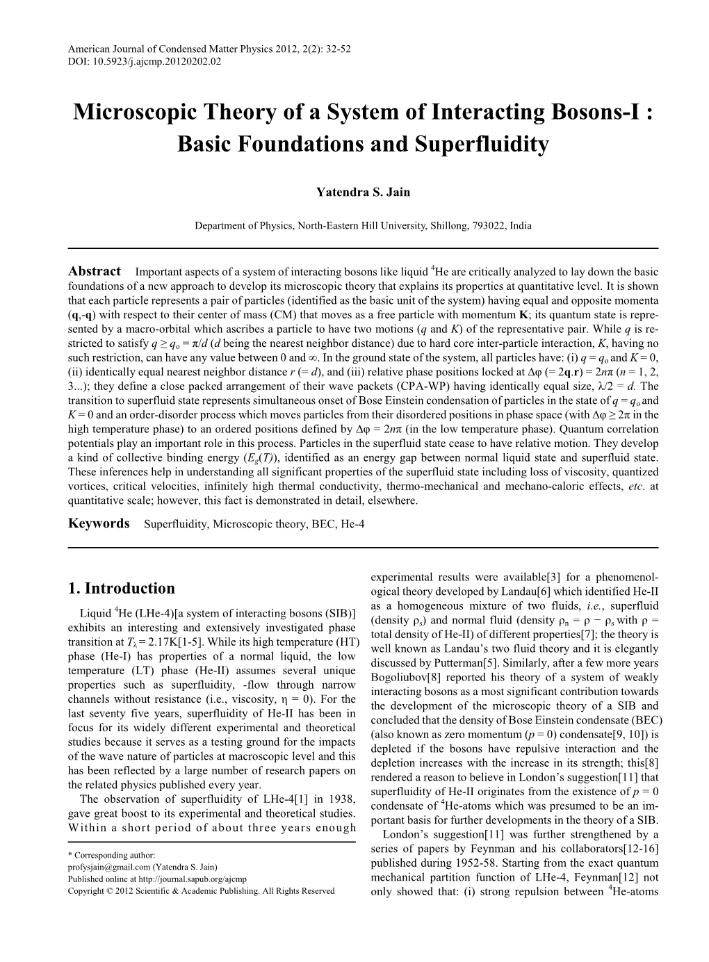 Microscopic Theory of a System of Interacting Bosons-I : Basic Foundations and Superfluidity