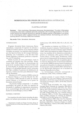Morfologia Del Polen De Barnadesia (Asteraceae, Barnadesioideae)