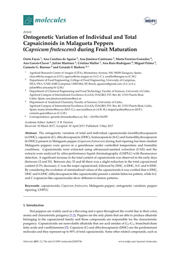 (Capsicum Frutescens) During Fruit Maturation