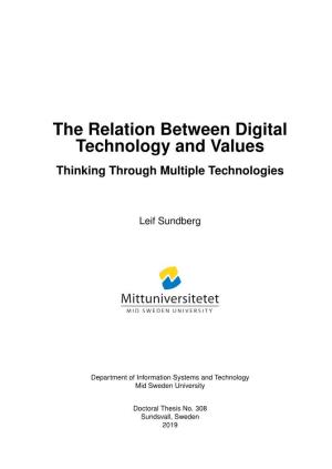 The Relation Between Digital Technology and Values Thinking Through Multiple Technologies