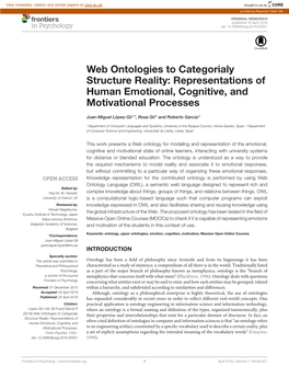 Web Ontologies to Categorialy Structure Reality: Representations of Human Emotional, Cognitive, and Motivational Processes
