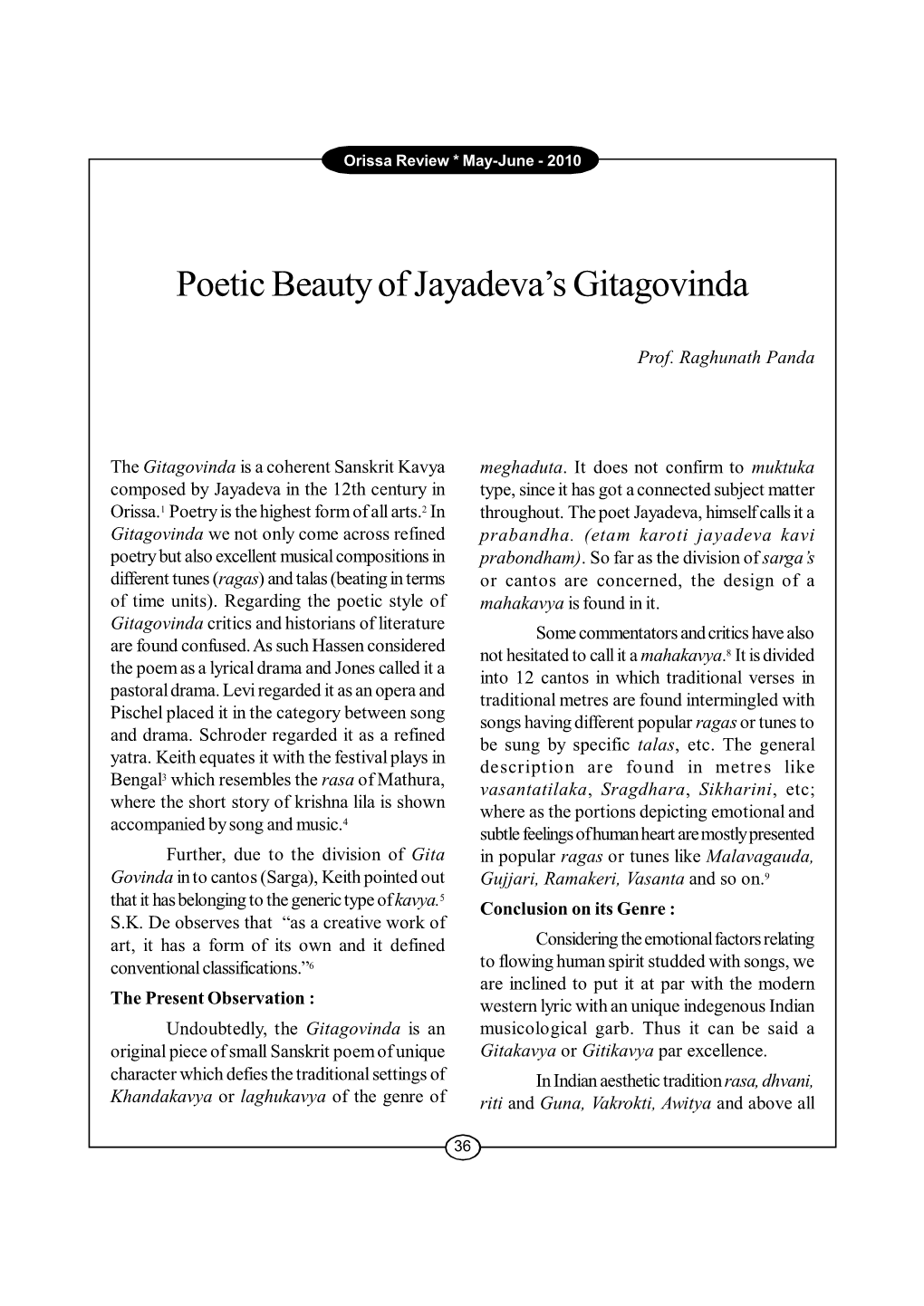 Poetic Beauty Ofjayadeva's Gitagovinda