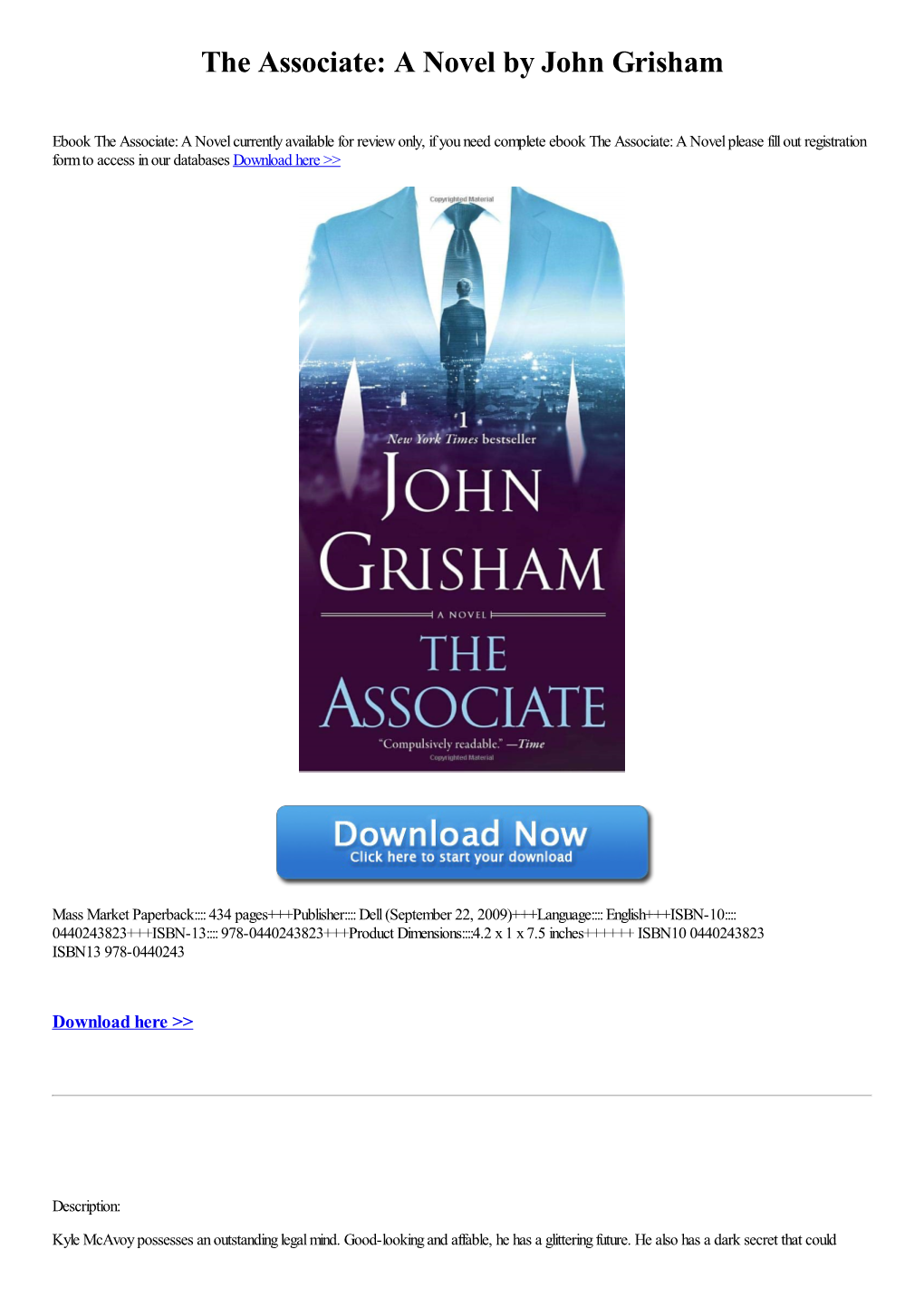 Download the Associate: a Novel by John Grisham