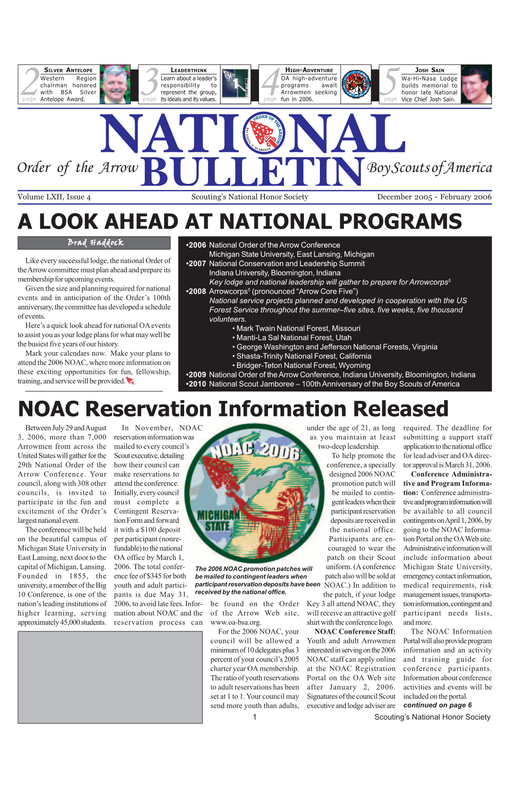 A LOOK AHEAD at NATIONAL PROGRAMS NOAC Reservation