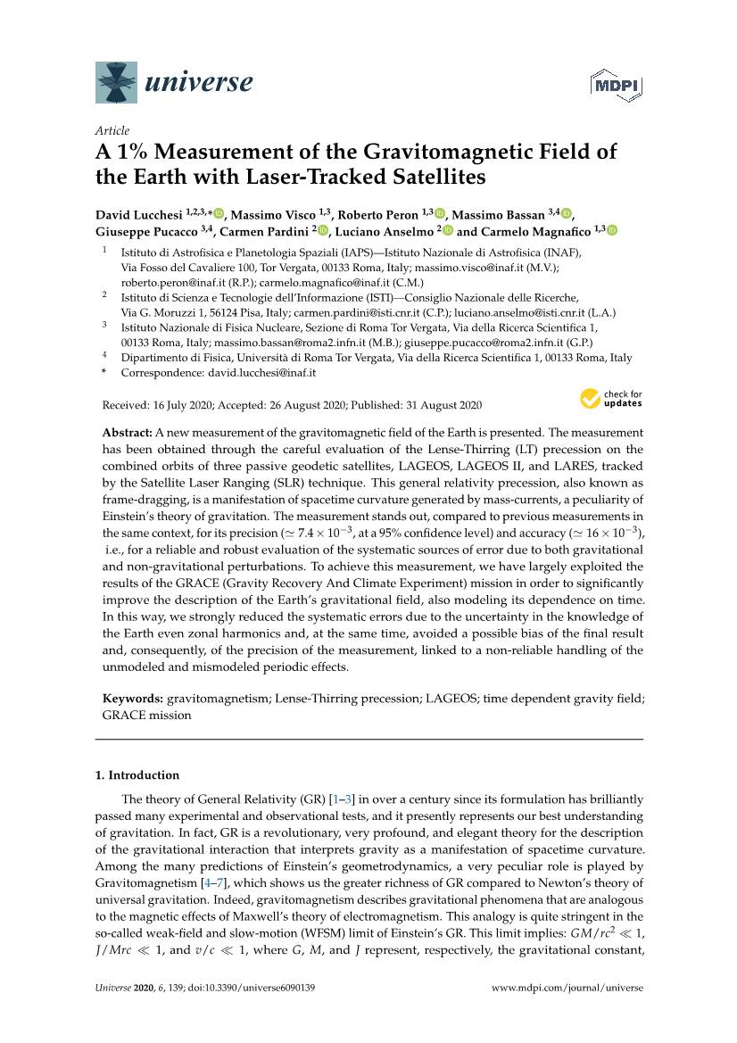 A 1% Measurement of the Gravitomagnetic Field of the Earth with Laser-Tracked Satellites
