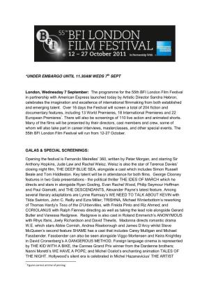 The Programme for the 55Th BFI London Film Festival In