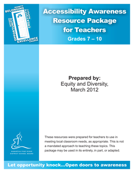 Accessibility Awareness Resource Package for Teachers