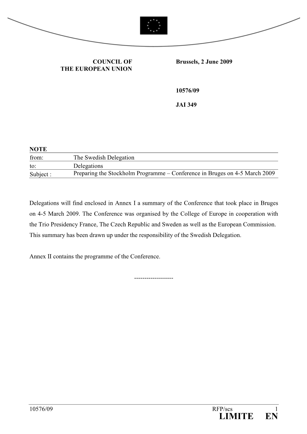 Council Document 10576/09 of 2002-06-20