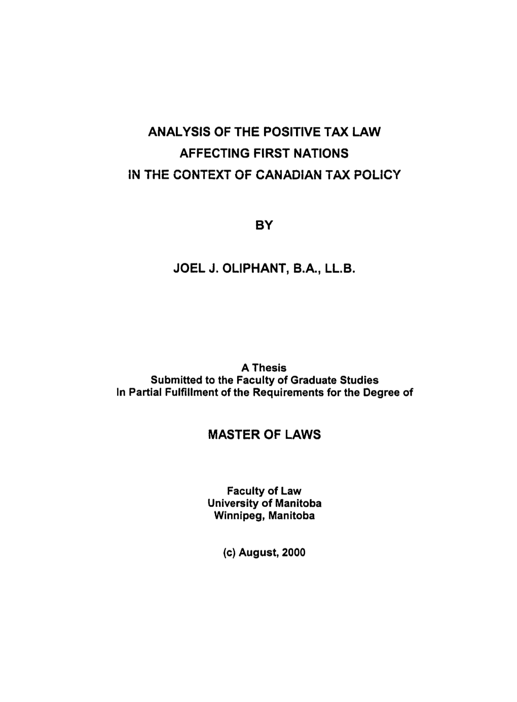 Analysls of the POSITIVE TAX LAW in the CONTEXT OF