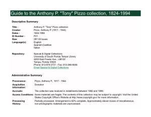 Tony" Pizzo Collection, 1824-1994