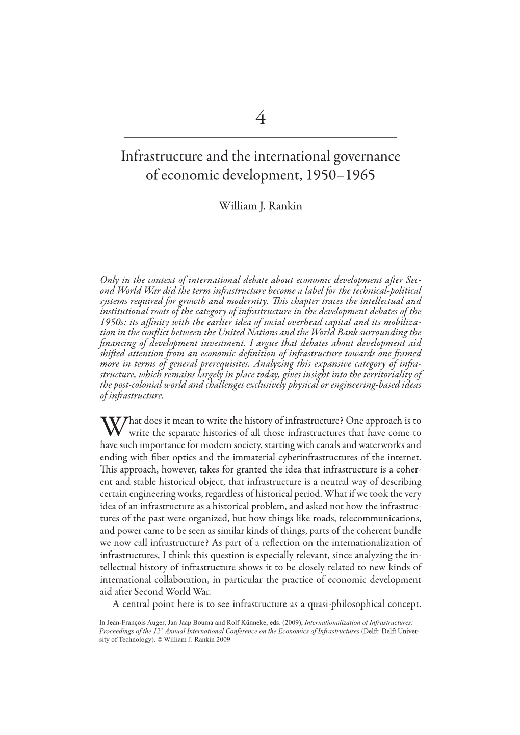 Infrastructure and the International Governance of Economic Development, 1950–1965