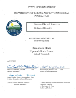 Nipmuck State Forest Breakneck Block Managment Plan 2015-2026