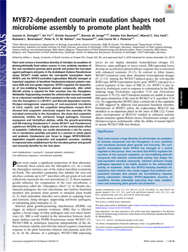 MYB72-Dependent Coumarin Exudation Shapes Root Microbiome Assembly to Promote Plant Health