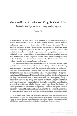 On Birds, Ascetics and Kings in Central Java Kakavin Rāmāyaṇa, .– and .–