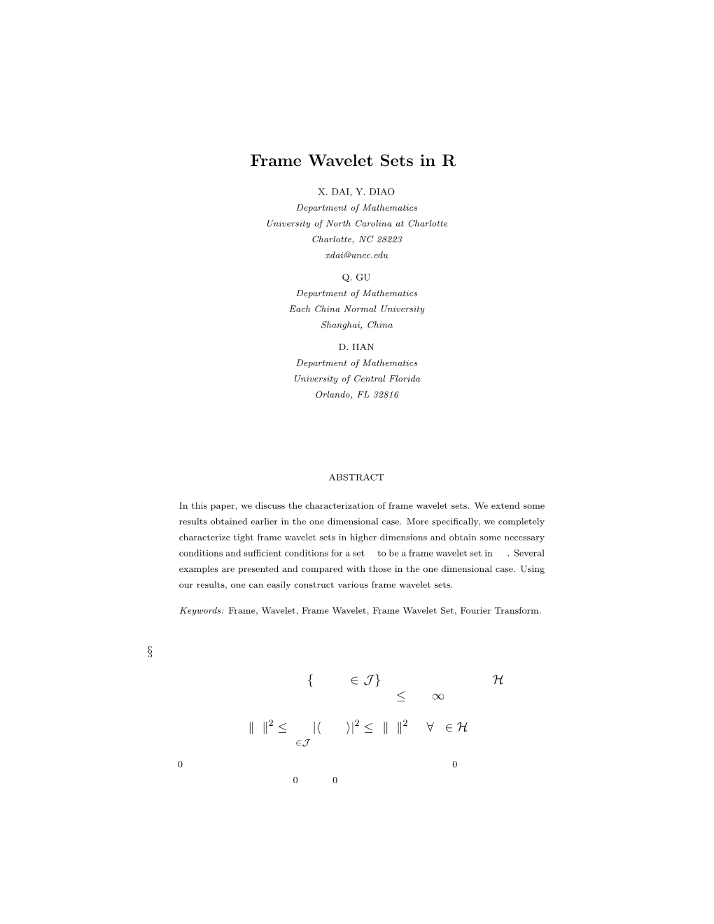 Frame Wavelet Sets in Rd