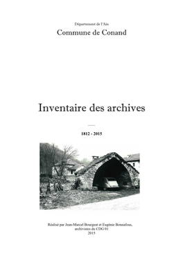 Inventaire Des Archives