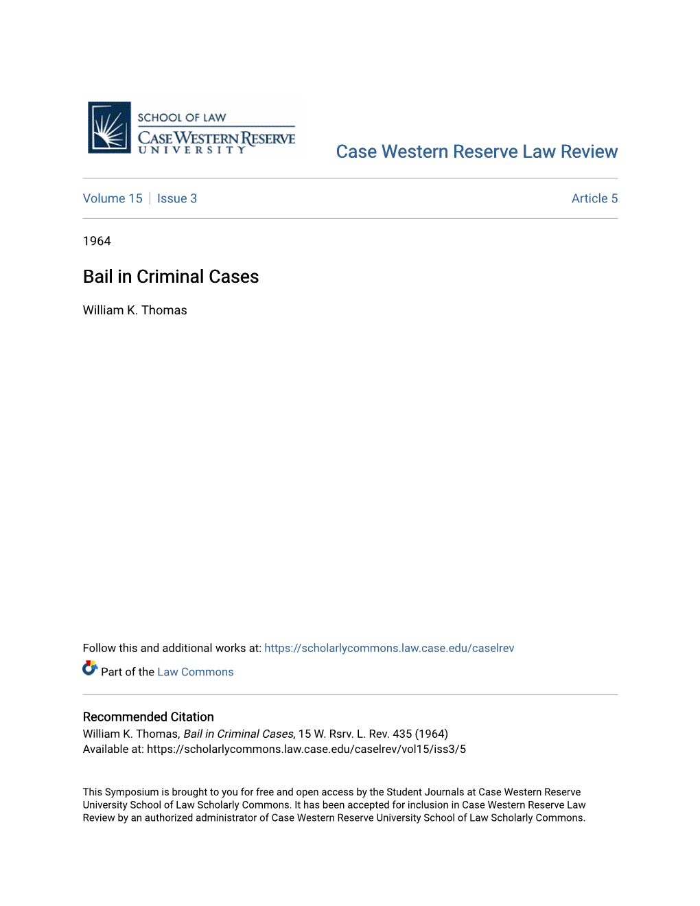Bail in Criminal Cases