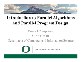 Parallel Algorithms and Parallel Program Design