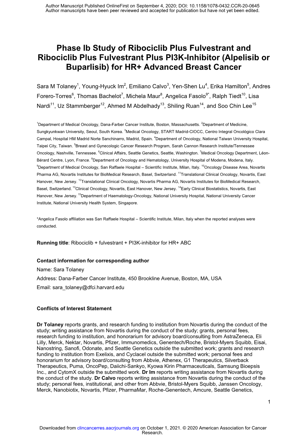 (Alpelisib Or Buparlisib) for HR+ Advanced Breast Cancer