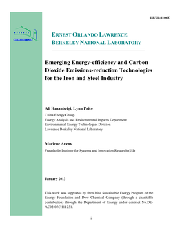 Emerging Energy-Efficiency and Carbon Dioxide Emissions-Reduction Technologies for the Iron and Steel Industry