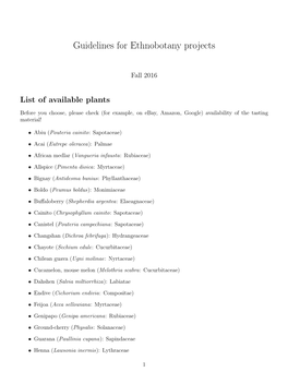 Guidelines for Ethnobotany Projects