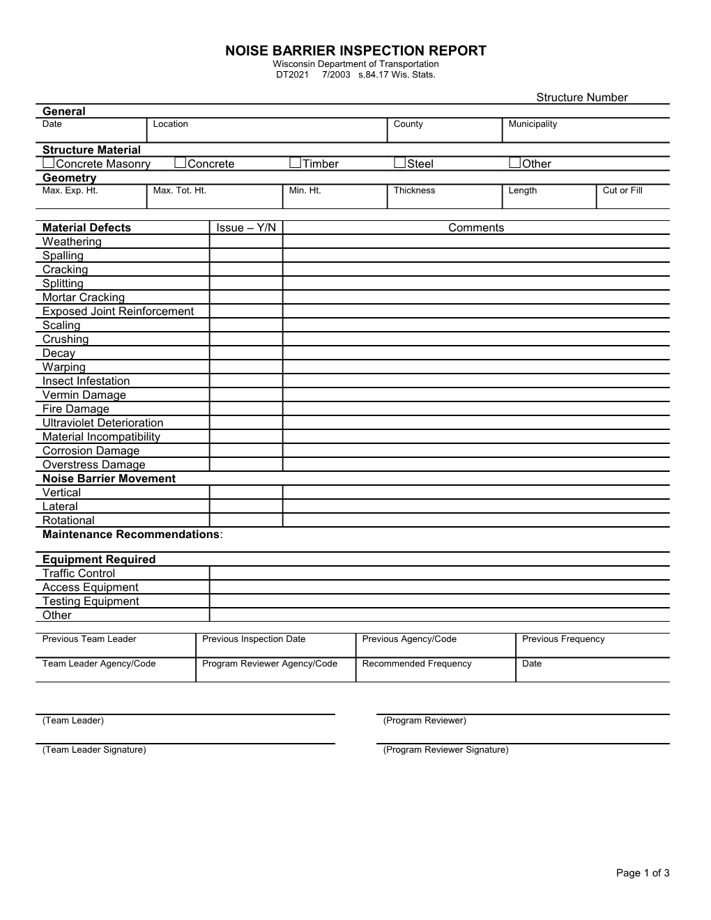 DT2021 Noise Barrier Inspection Report