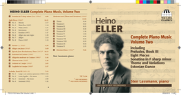 HEINO ELLER Complete Piano Music, Volume Two