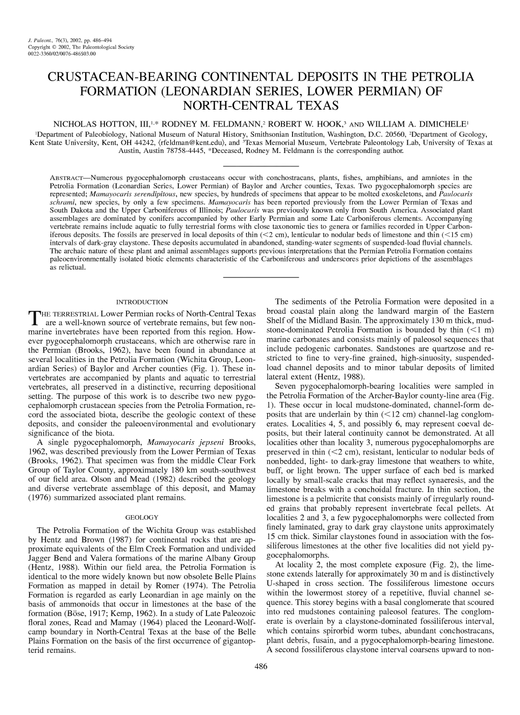 Leonardian Series, Lower Permian) of North-Central Texas