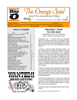 The Orange Spiel Page 1 April 2017