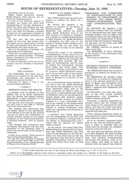 HOUSE of REPRESENTATIVES-Tuesday, June 14, 1988 the House Met at 12 Noon