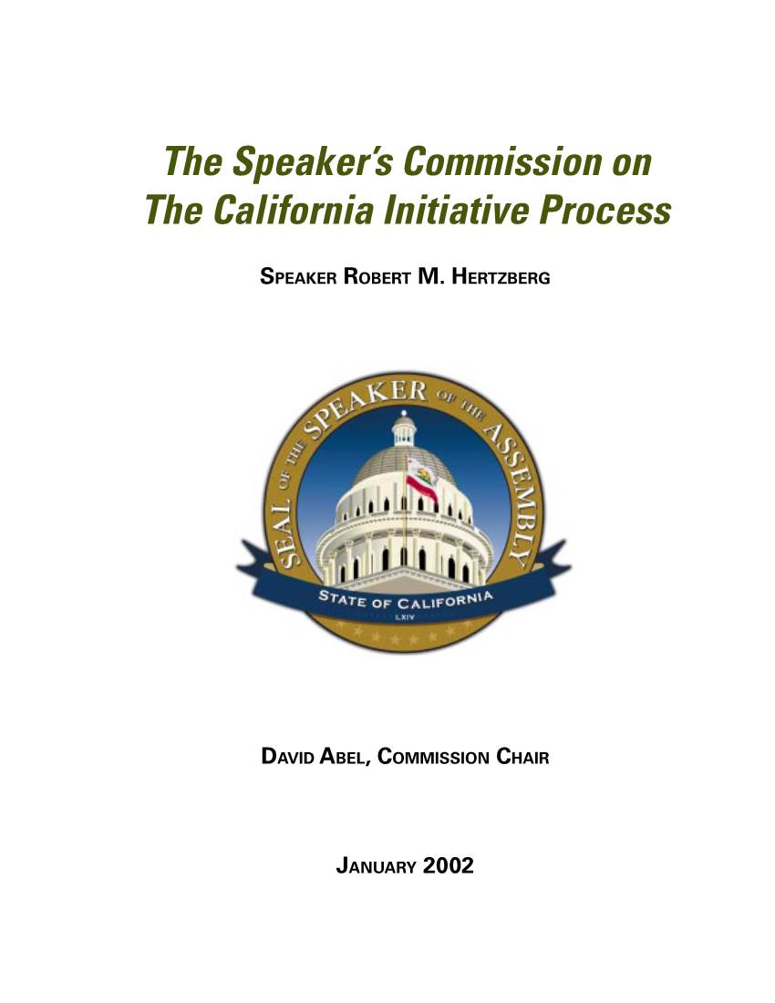 The Speaker's Commission on the California Initiative Process