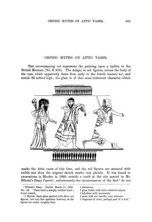 Orphic Myths on Attic Vases. Orphic Myths On